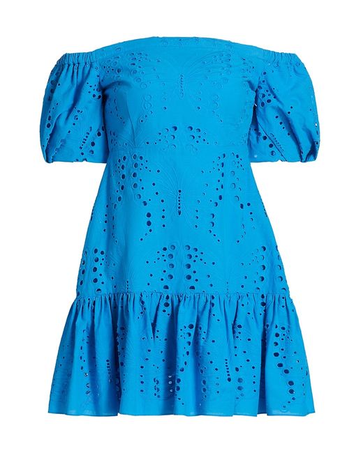 Milly Butterfly Eyelet Off The Shoulder Dress