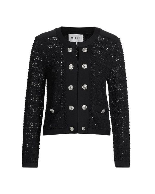 Milly Bubble Pointelle Knit Jacket