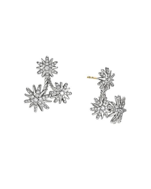 David Yurman Starburst Cluster Earrings Sterling with Diamonds 25MM