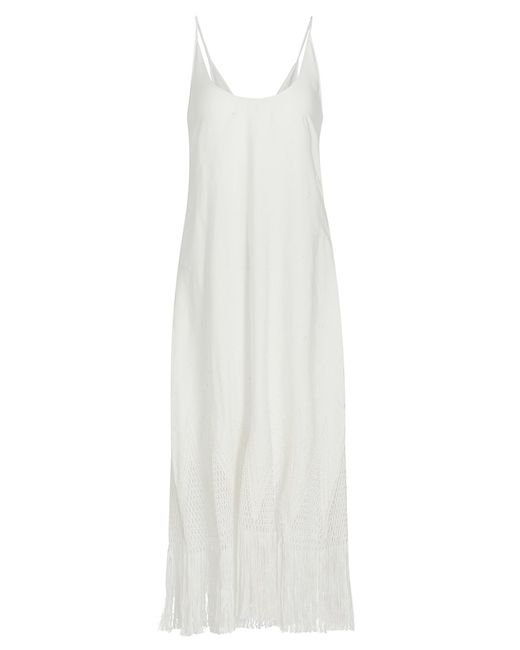 Stella McCartney Embroidered Fringe-Trimmed Midi-Dress