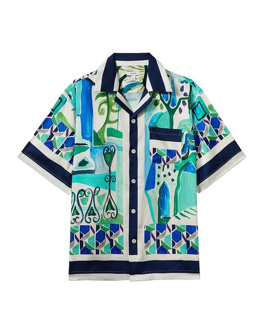 Reiss Belize Abstract Camp Shirt Large