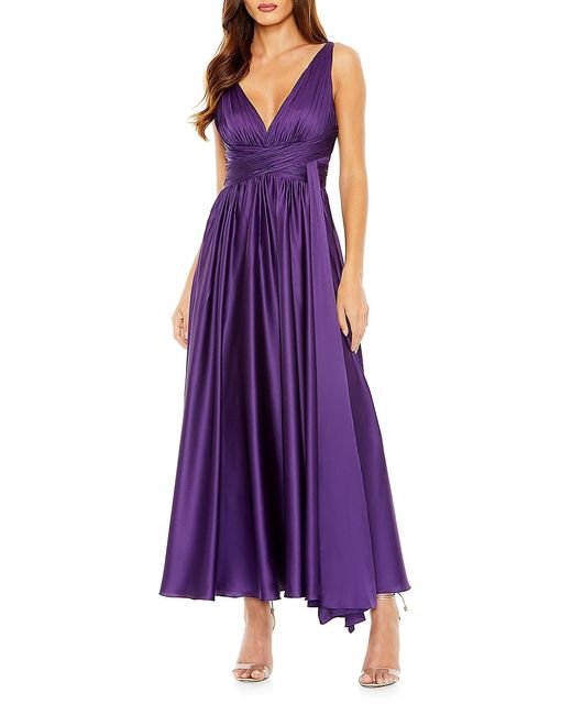 Mac Duggal Pleated Charmeuse Halter A-Line Gown