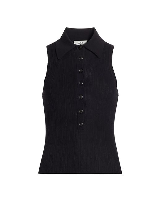 A.L.C. Oliver Knit Sleeveless Polo Top