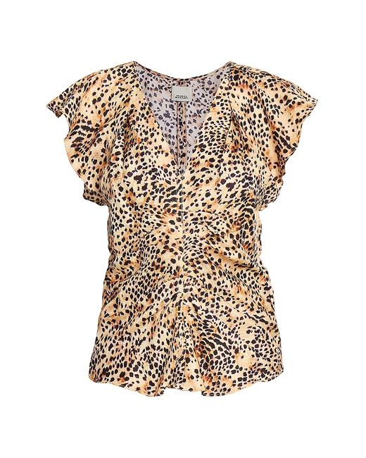 Isabel Marant Lonea Animal-Print Ruched Blouse