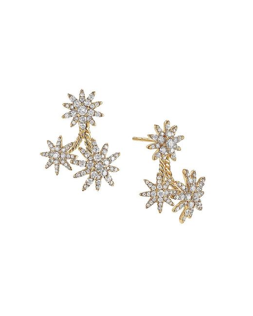 David Yurman Starburst Cluster Drop Earrings 18K Gold with Diamonds 23.7MM