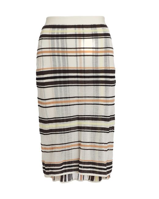 Bottega Veneta Stripe Cotton-Blend Midi-Skirt Small