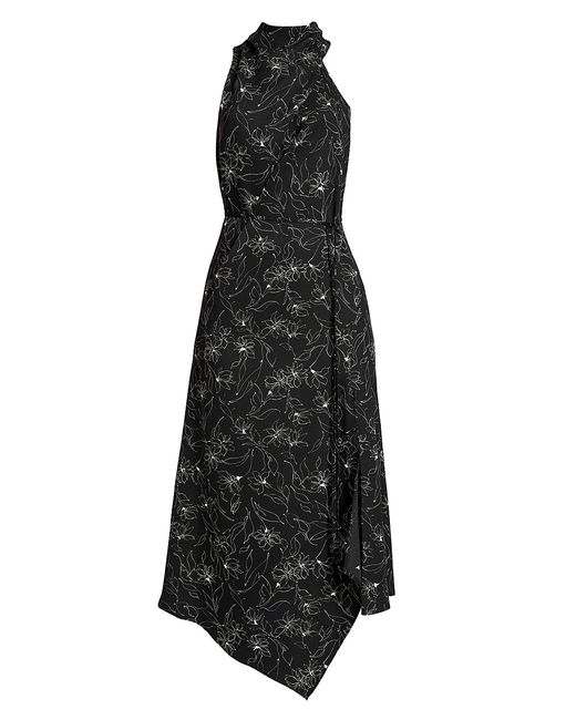 Santorelli Blake Floral Asymmetric Midi-Dress