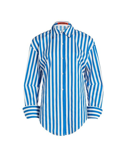 Simon Miller Loch Striped Cotton-Blend Poplin Shirt Small