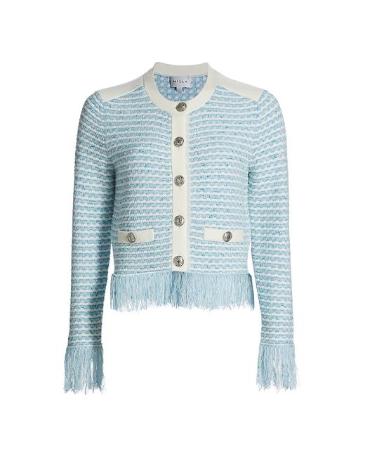 Milly Textured Fringe Knit Jacket