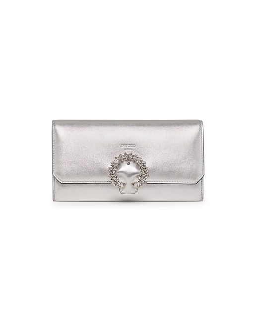 Jimmy Choo Crystal-Embellished Metallic Wallet With Chain