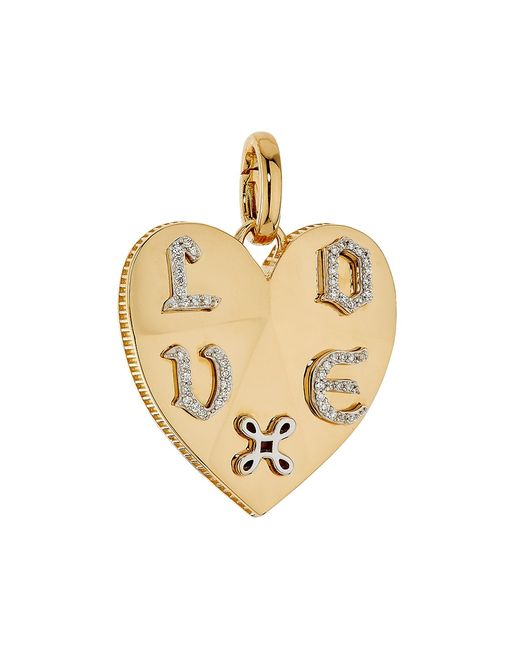 Foundrae Womens Facets Of Love 18K Gold 0.11 TCW Diamond Heart Pendant