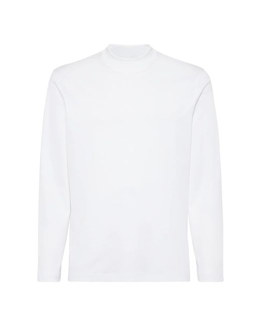 Brunello Cucinelli Jersey Mock Neck Long Sleeve T-Shirt