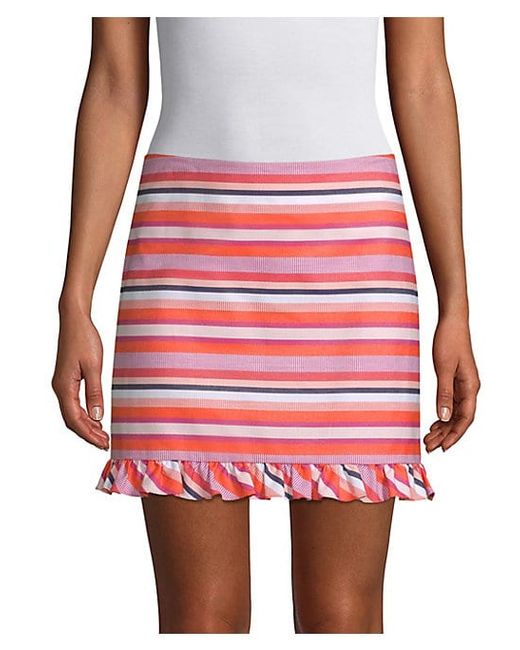 Trina Turk Straight-Fit Striped Ruffle Mini Skirt