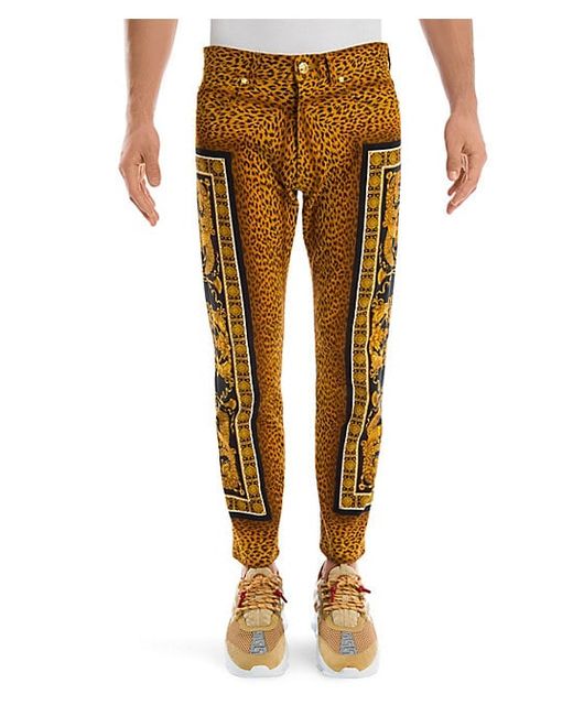 Versace Leopard Print Baroque Skinny Jeans