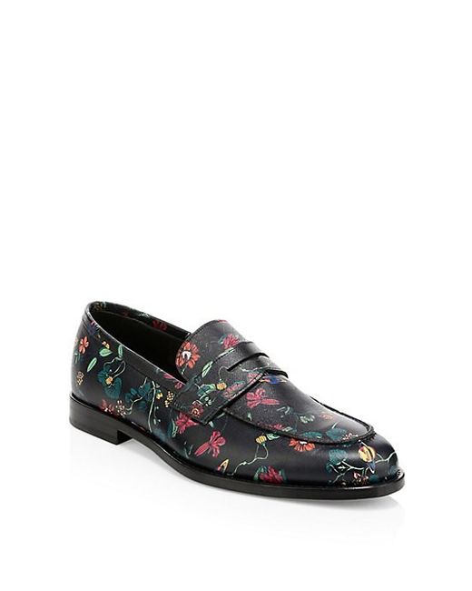Paul Smith -Print Leather Penny Loafers