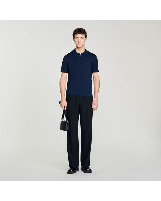 Sandro Knitted polo shirt with zip collar