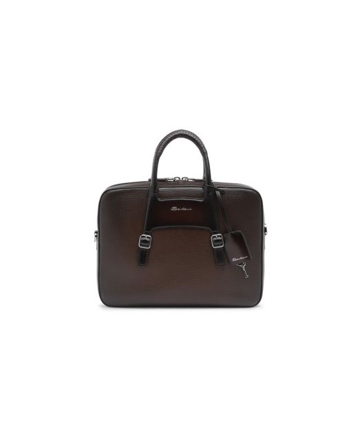 Santoni Embossed Leather Briefcase