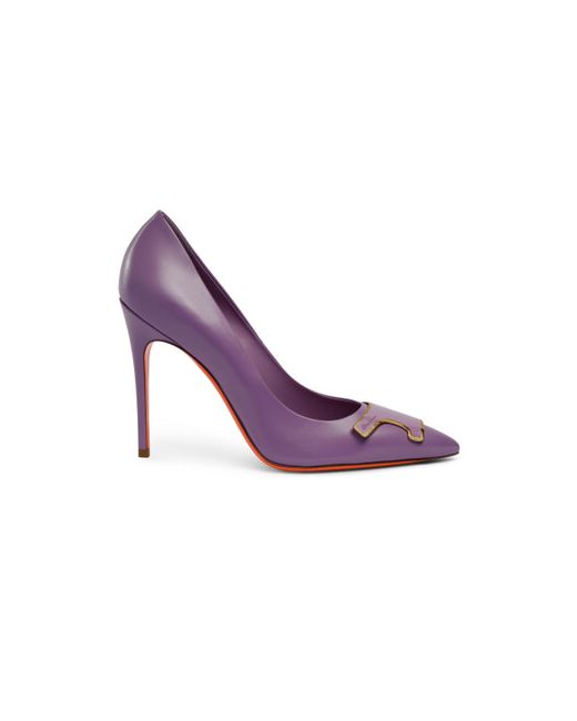 Santoni Lilac Leather High-heel Sibille Pump