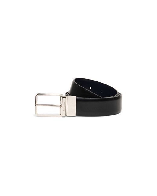 Santoni Reversible And Adjustable Black Leather Belt 100 Cm