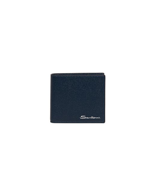 Santoni Saffiano Leather Wallet With Coin Pocket