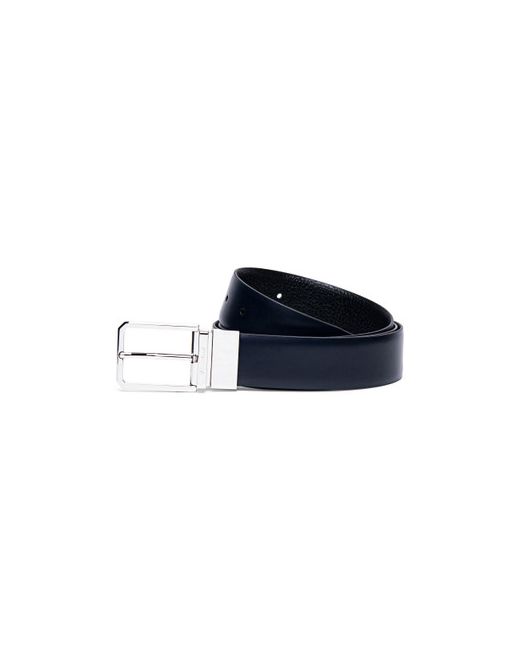 Santoni Reversible And Adjustable Smooth Tumbled Black Leather Belt