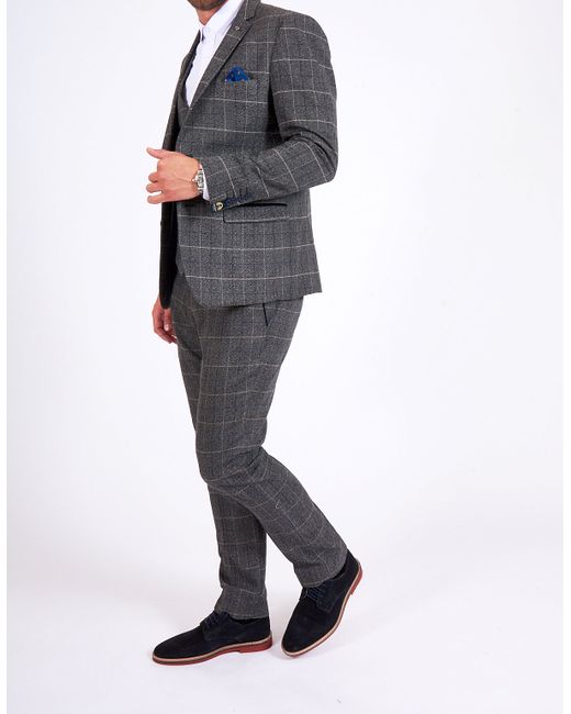Santoro Milan Marc Darcy Scott Grey Checked Tweed Three Piece Suit