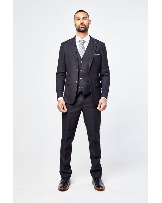 Santoro Milan Max Three Piece Suit with Contrast Buttons
