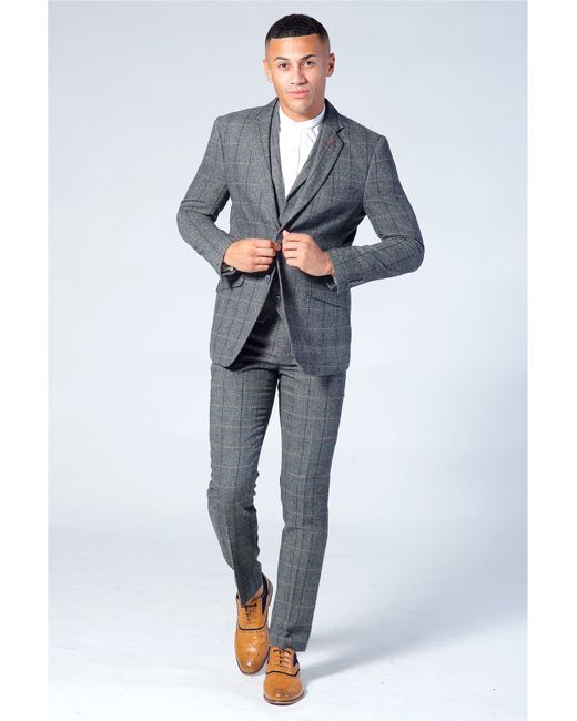 Santoro Milan Cavani Albert Grey Tweed Three Piece Suit