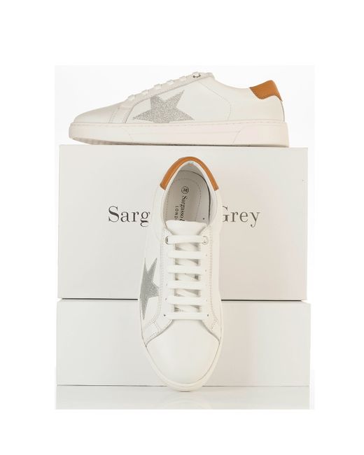 Sargasso & Grey Superstella Wide Fit Trainers Silver Leather