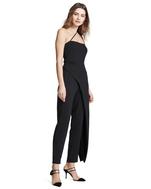 Michelle Mason Asymmetrical Strap Jumpsuit with Drape
