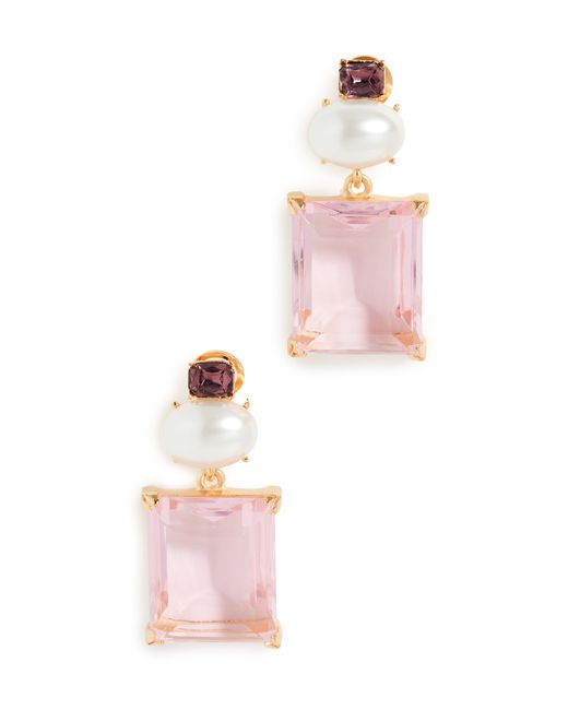 Kenneth Jay Lane Gold with Pearl Top and Pink Stone Drop