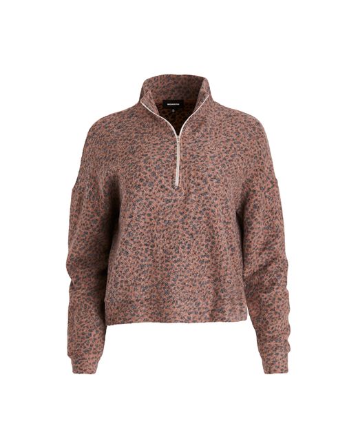 Monrow Mini Leopard Half Zip Sweatshirt