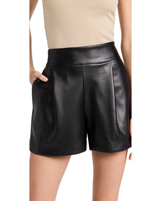 susana monaco Faux Leather Pleated Shorts