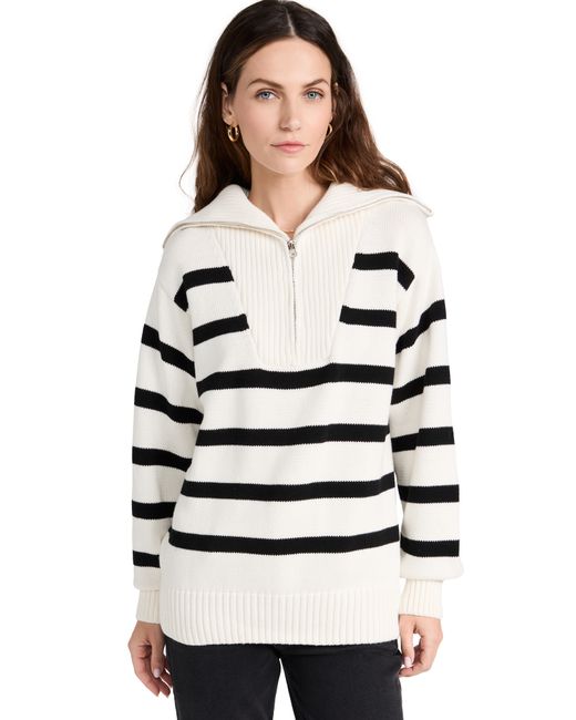 English Factory Striped Knit Zip Pullover