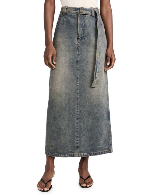 Pixie Market Belted Dirty-Wash Maxi Skirt