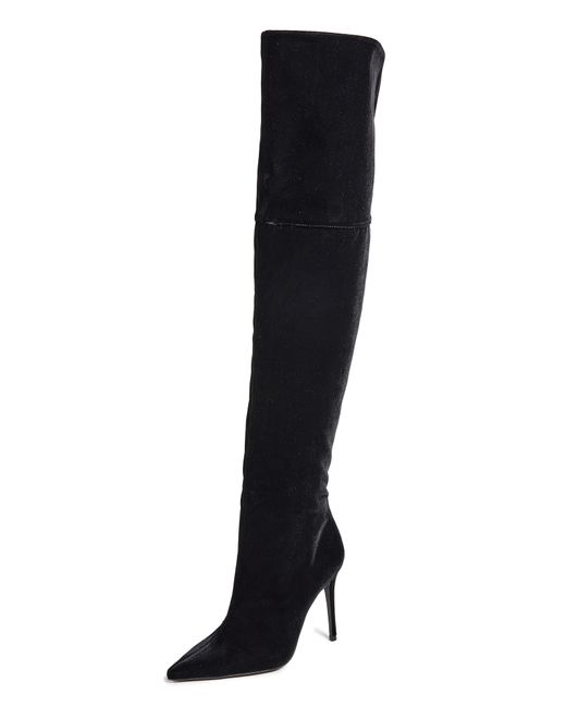 Black Suede Studio Lola Pointy Toe Over The Knee Straight Boots