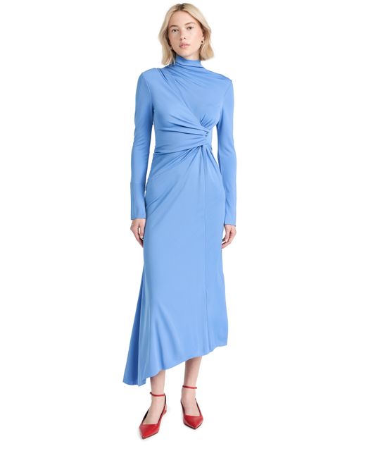 Victoria Beckham High Neck Asymmetric Draped Dress