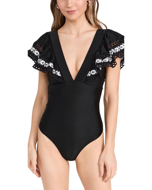 Sea Katya Embroidered One Piece Swimsuit with Ruffles