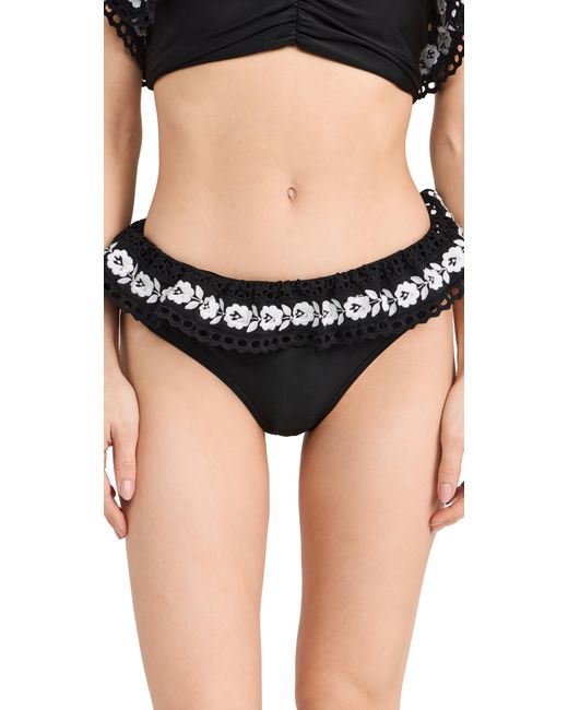 Sea Katya Embroidered Ruffled Bikini Bottoms
