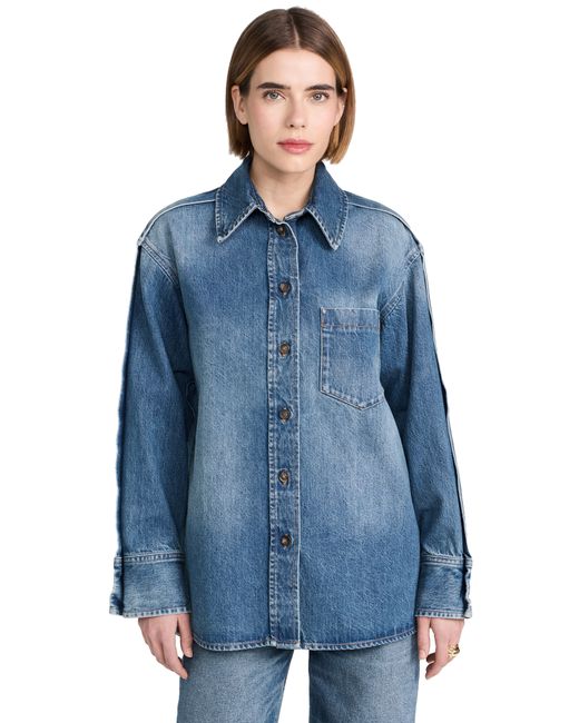 Victoria Beckham Oversized Pleat Detail Denim Shirt