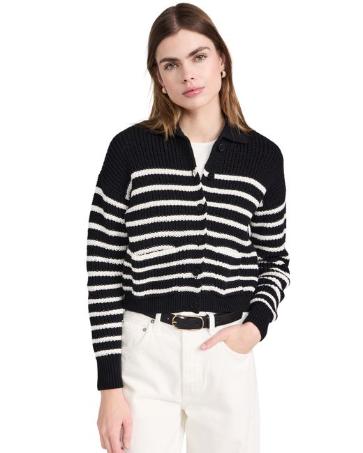 Madewell Ribbed Polo Cardigan Sweater Stripe