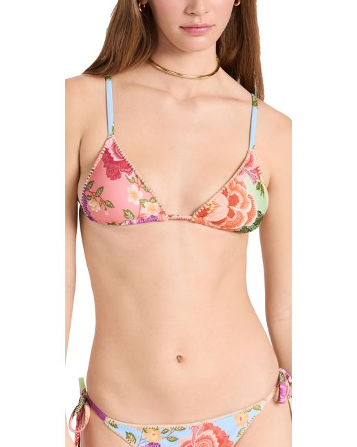 Farm Rio Flower Scarves Tie Side Bikini Top