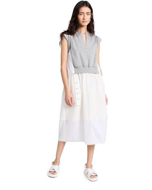 3.1 Phillip Lim Rolled Sleeve Sweatshirt Dress With Eyelet Voile Combo