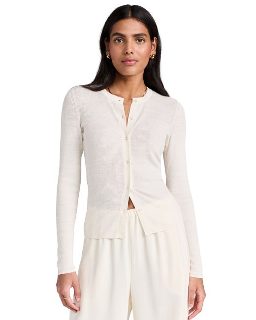 James Perse Stretch Linen Ribbed Cardigan