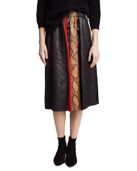 Belstaff Joella Leather Skirt with Mosaic Print