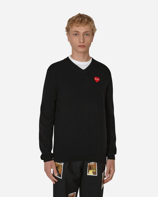 Comme Des Garçons Play Invader Heart V-Neck Sweater