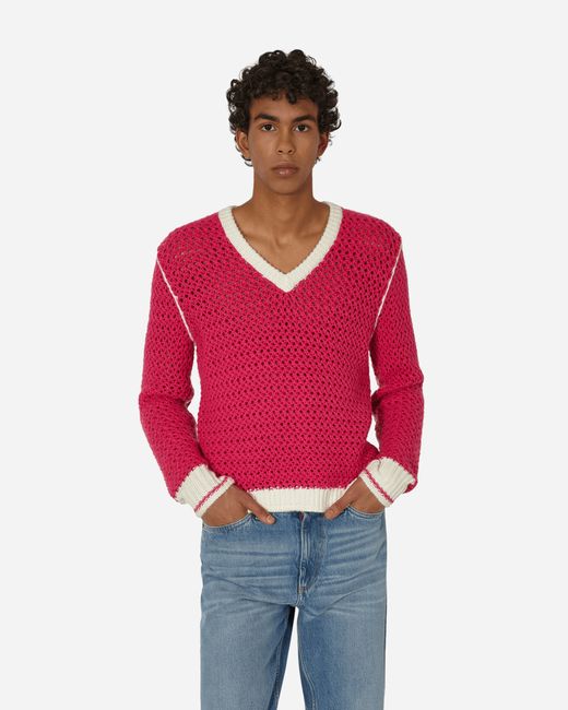 Stockholm (Surfboard) Club Knitted V-Neck Sweater Fluo