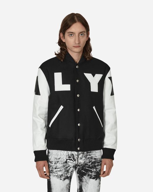 1017 Alyx 9Sm Leather Patch Logo Varsity Jacket Black