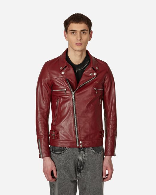 Undercover Leather Rider Jacket Bordeaux