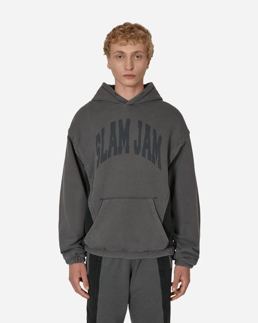 Slam Jam Panel Hooded Sweatshirt Grey Black